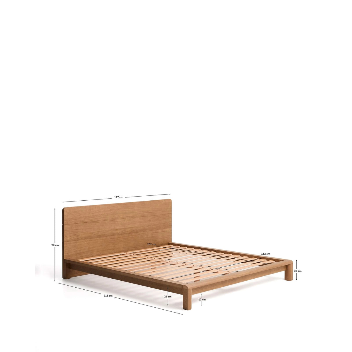 Bett Arelida aus Furnier und massivem Eichenholz mit hellbraunem Finish für Matratze 160 x 200 cm FSC Mix Credit von Kave Home – Bild 6