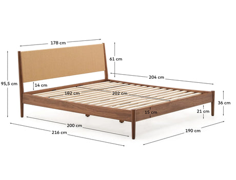 Bett Elan aus Furnier und massivem Walnussholz mit Seil Matratze 180 x 200 cm FSC Mix Credit von Kave Home – Produktbild 6