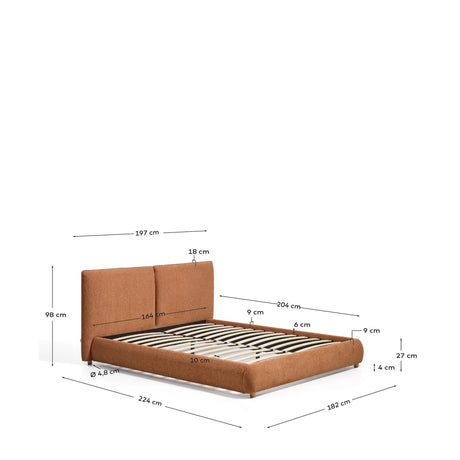 Bett Elerio mit kupferfarbener Chenille für Matratzengröße 160 x 200 cm von Kave Home – Bild 4
