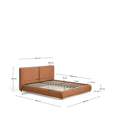 Bett Elerio mit kupferfarbener Chenille für Matratzengröße 180 x 200 cm von Kave Home – Bild 3