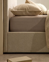 Bett Nahiri aus beigefarbener Chenille mit Klappbettkasten für eine Matratze von 150 x 200 cm von Kave Home – Bild 3