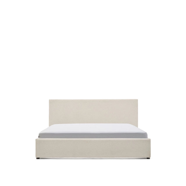 Bett Nahiri aus beigefarbener Chenille mit Klappbettkasten für eine Matratze von 160 x 200 cm von Kave Home – Bild 1