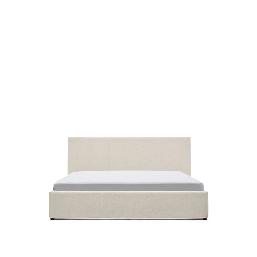 Bett Nahiri aus beigefarbener Chenille mit Klappbettkasten für eine Matratze von 160 x 200 cm von Kave Home – Bild 1