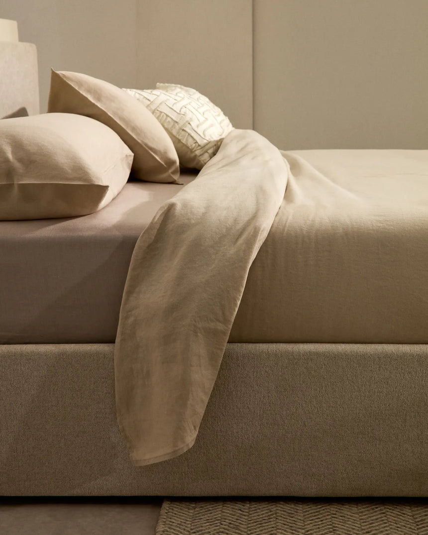 Bett Nahiri aus beigefarbener Chenille mit Klappbettkasten für eine Matratze von 160 x 200 cm von Kave Home – Bild 5