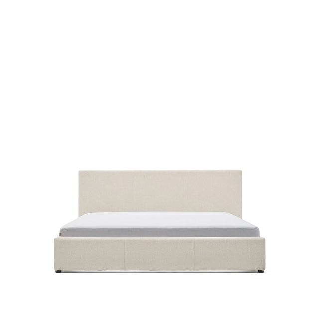 Bett Nahiri aus beigefarbener Chenille mit Klappbettkasten für eine Matratze von 180 x 200 cm von Kave Home – Bild 1