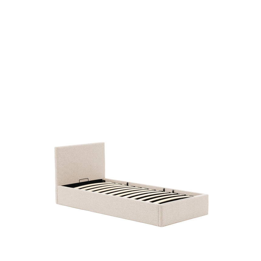 Bett Nahiri aus beigefarbener Chenille mit Klappbettkasten für eine Matratze von 90 x 200 cm von Kave Home – Bild 9