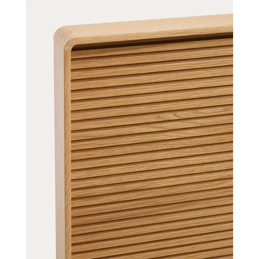 Bett Norlen aus Eichenfurnier mit naturfarbenem Finish und LED-Licht für Matratzen 180 x 200 cm FSC Mix Credit von Kave Home – Bild 11