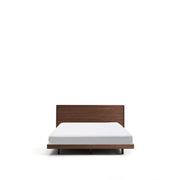 Bett Norlen aus Nussbaumfurnier mit dunklem Finish und LED-Licht für Matratzen 180 x 200 cm FSC Mix Credit - ZEN ZONE Furniture
