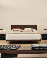 Bett Norlen aus Nussbaumfurnier mit dunklem Finish und LED-Licht für Matratzen 160 x 200 cm FSC Mix Credit von Kave Home – Produktbild 2