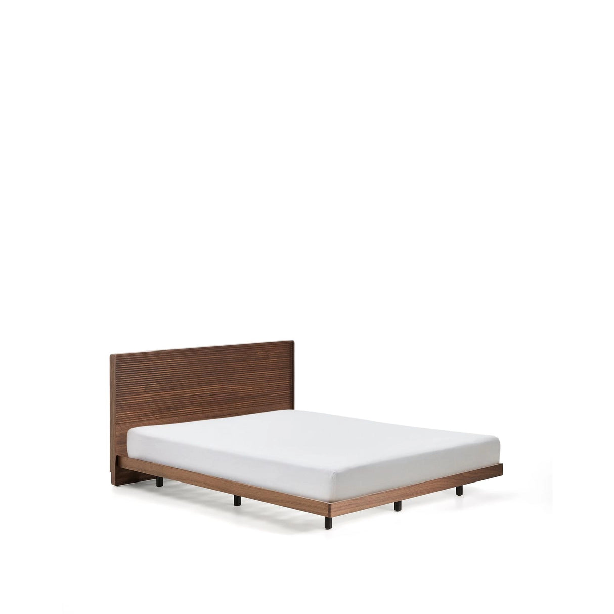 Bett Norlen aus Nussbaumfurnier mit dunklem Finish und LED-Licht für Matratzen 160 x 200 cm FSC Mix Credit von Kave Home – Produktbild 7