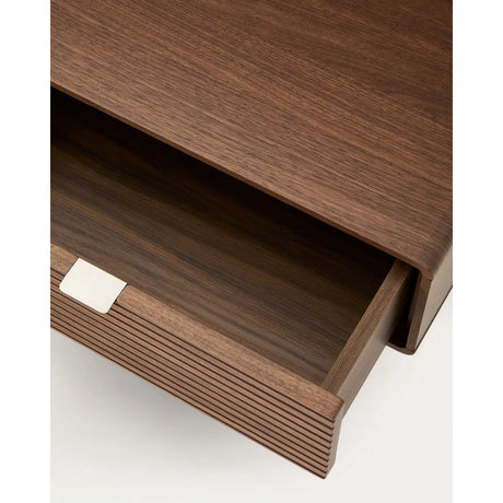 Bett Norlen mit zwei Nachttischen aus Nussbaumfurnier mit dunklem Finish und LED-Licht für Matratzen 160 x 200 cm FSC Mix Credit von Kave Home – Produktbild 13