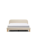 Bett Odina mit abnehmbarem Bezug aus ecrufarbenem Boucléstoff, Beine aus Eschenholz, naturfarbenes Finish, für Matratzen 180 x 200 cm von Kave Home – Bild 1