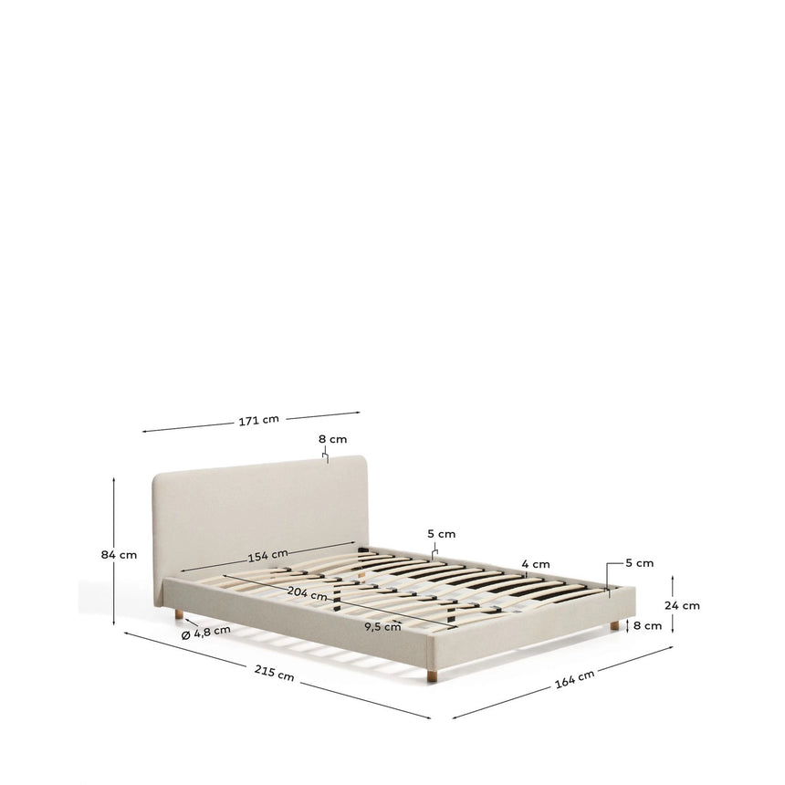 Bett Selven in beiger Chenille für Matratzen 150 x 200 cm von Kave Home – Bild 5