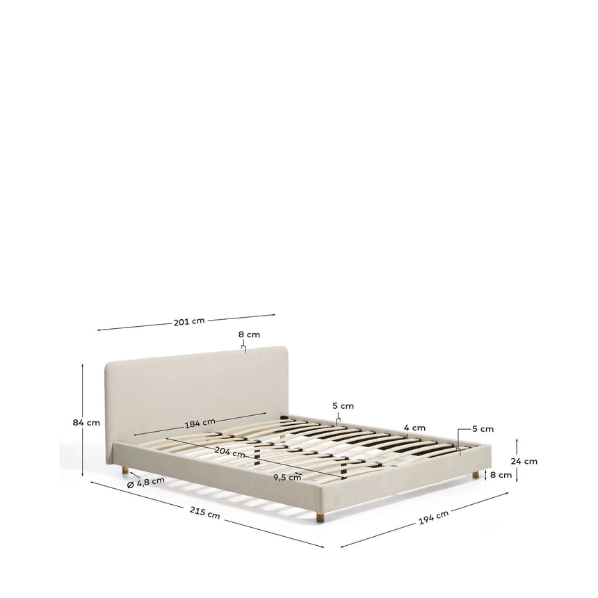 Bett Selven in beiger Chenille für Matratzen 180 x 200 cm von Kave Home – Bild 2