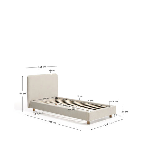 Bett Selven in beiger Chenille für Matratzen 90 x 200 cm von Kave Home – Bild 2