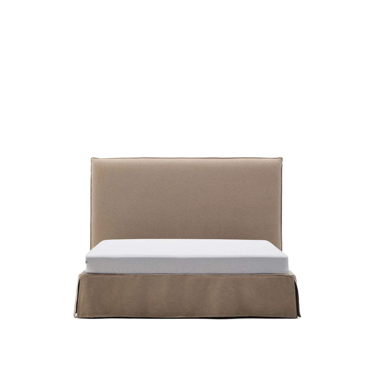 Bett mit abnehmbarem Bezug Jaira aus Leinen und Baumwolle taupe für eine Matratze von 150 x 190 cm FSC Mix Credit von Kave Home – Bild 1