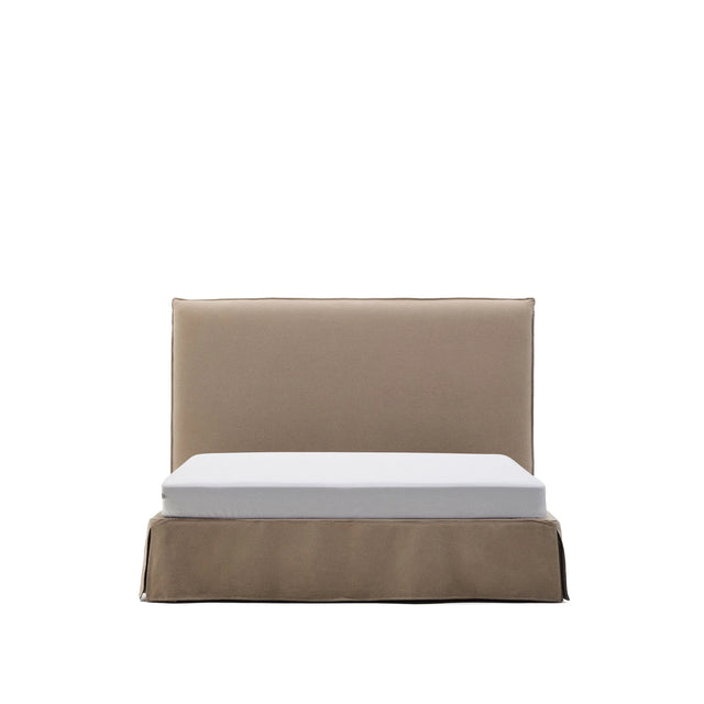 Bett mit abnehmbarem Bezug Jaira aus Leinen und Baumwolle taupe für eine Matratze von 150 x 190 cm FSC Mix Credit von Kave Home – Bild 1