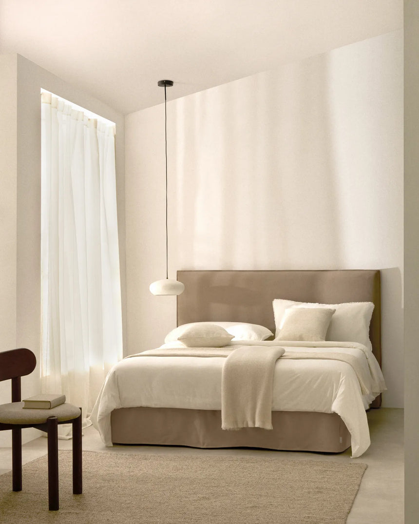 Bett mit abnehmbarem Bezug Jaira aus Leinen und Baumwolle taupe für eine Matratze von 150 x 190 cm FSC Mix Credit von Kave Home – Bild 2