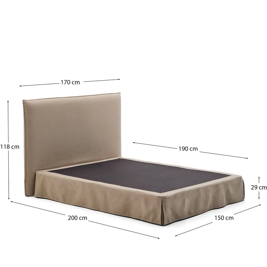Bett mit abnehmbarem Bezug Jaira aus Leinen und Baumwolle taupe für eine Matratze von 150 x 190 cm FSC Mix Credit von Kave Home – Bild 5
