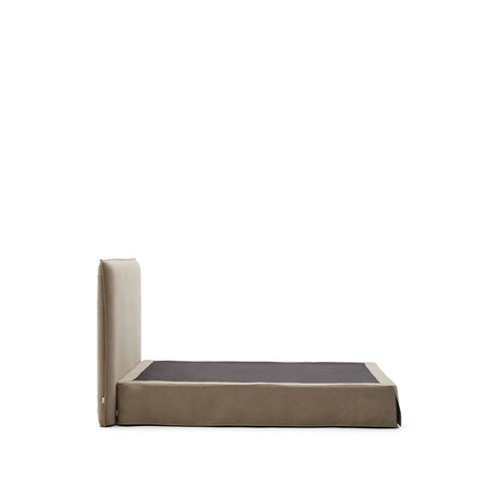 Bett mit abnehmbarem Bezug Jaira aus Leinen und Baumwolle taupe für eine Matratze von 150 x 190 cm FSC Mix Credit von Kave Home – Bild 7