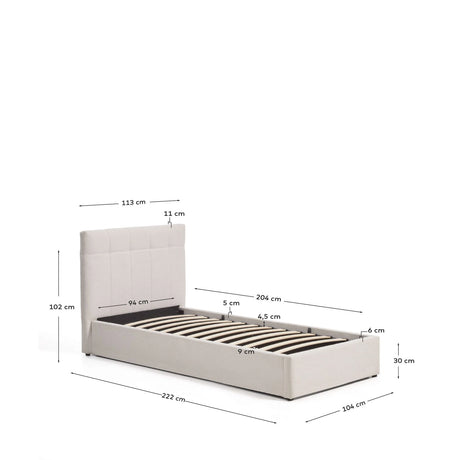 Bett mit klappbarem Bettkasten Darnela in Chenille für Matratzen 90 x 200 cm von Kave Home – Bild 2