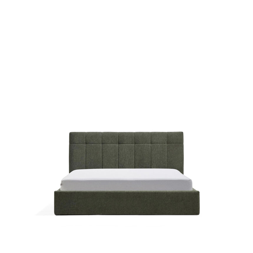 Bett mit klappbarem Bettkasten Darnela in moosgrüner Chenille für Matratzen 150 x 200 cm von Kave Home – Bild 1