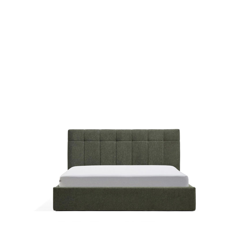 Bett mit klappbarem Bettkasten Darnela in moosgrüner Chenille für Matratzen 160 x 200 cm von Kave Home – Bild 1