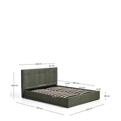 Bett mit klappbarem Bettkasten Darnela in moosgrüner Chenille für Matratzen 160 x 200 cm von Kave Home – Bild 2