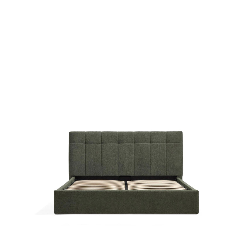Bett mit klappbarem Bettkasten Darnela in moosgrüner Chenille für Matratzen 160 x 200 cm von Kave Home – Bild 3