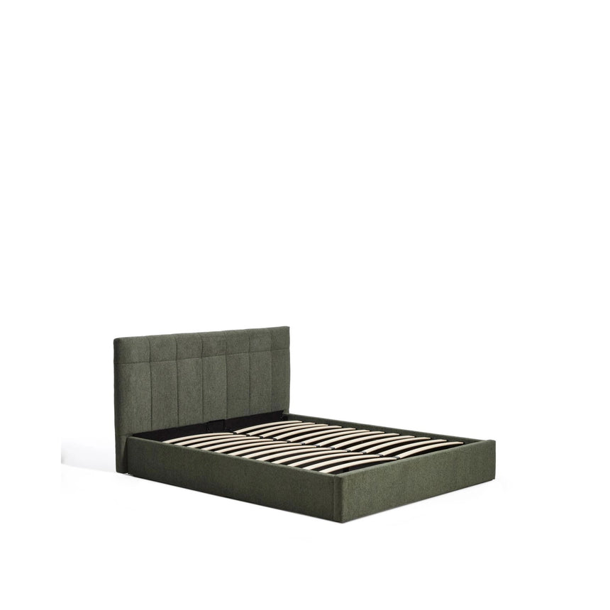 Bett mit klappbarem Bettkasten Darnela in moosgrüner Chenille für Matratzen 160 x 200 cm von Kave Home – Bild 5