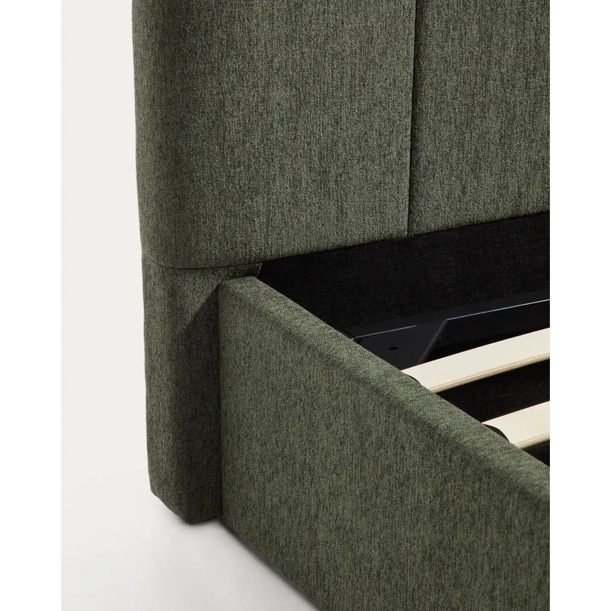 Bett mit klappbarem Bettkasten Darnela in moosgrüner Chenille für Matratzen 160 x 200 cm von Kave Home – Bild 8