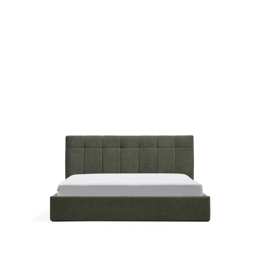 Bett mit klappbarem Bettkasten Darnela in moosgrüner Chenille für Matratzen 180 x 200 cm von Kave Home – Bild 1