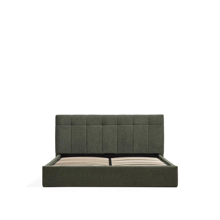 Bett mit klappbarem Bettkasten Darnela in moosgrüner Chenille für Matratzen 180 x 200 cm von Kave Home – Bild 3