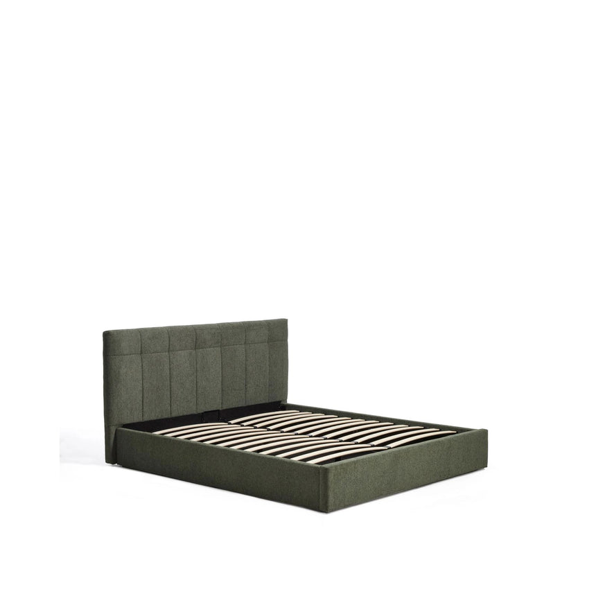 Bett mit klappbarem Bettkasten Darnela in moosgrüner Chenille für Matratzen 180 x 200 cm von Kave Home – Bild 5