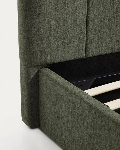 Bett mit klappbarem Bettkasten Darnela in moosgrüner Chenille für Matratzen 180 x 200 cm von Kave Home – Bild 7