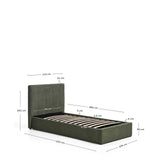 Bett mit klappbarem Bettkasten Darnela in moosgrüner Chenille für Matratzen 90 x 200 cm von Kave Home – Bild 2