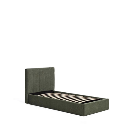 Bett mit klappbarem Bettkasten Darnela in moosgrüner Chenille für Matratzen 90 x 200 cm von Kave Home – Bild 6