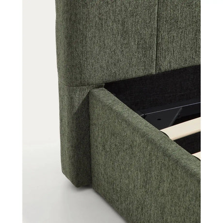 Bett mit klappbarem Bettkasten Darnela in moosgrüner Chenille für Matratzen 90 x 200 cm von Kave Home – Bild 8