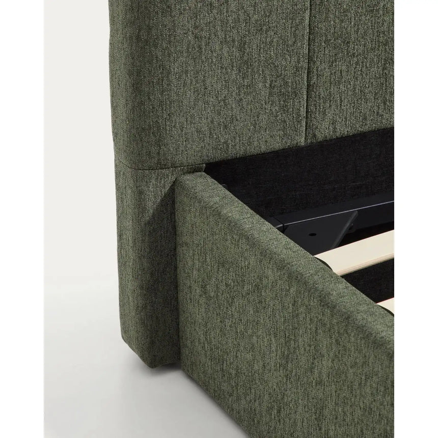 Bett mit klappbarem Bettkasten Darnela in moosgrüner Chenille für Matratzen 90 x 200 cm von Kave Home – Bild 8
