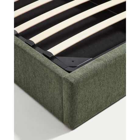Bett mit klappbarem Bettkasten Darnela in moosgrüner Chenille für Matratzen 90 x 200 cm von Kave Home – Bild 9