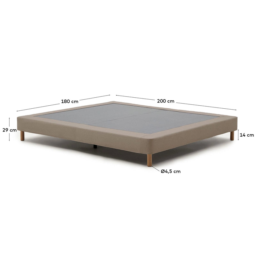 Bettgestell Ofelia mit abnehmbarem Bezug in Braun und Beinen aus massivem Buchenholz für Matratzengröße 180 x 200 cm  von Kave Home – Bild 4