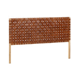 Bettkopfteil Calixta aus massivem Teakholz und Leder mit natürlichem Finish für ein Bett bis zu 150 cm von Kave Home – Bild 1
