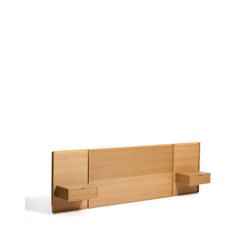 Bettkopfteil Norlen mit 2 Nachttischen aus Eichenfurnier mit naturfarbenem Finish und LED-Licht für Betten bis zu 160 cm FSC Mix Credit von Kave Home – Bild 5