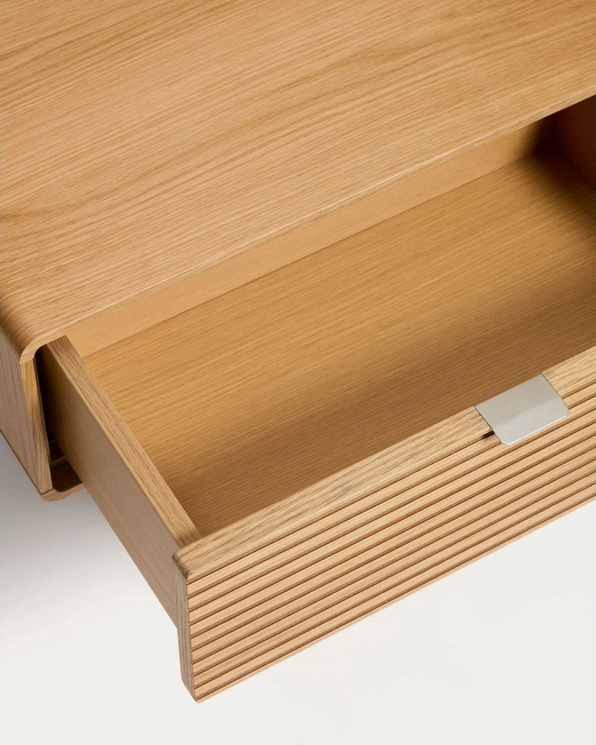 Bettkopfteil Norlen mit 2 Nachttischen aus Eichenfurnier mit naturfarbenem Finish und LED-Licht für Betten bis zu 160 cm FSC Mix Credit von Kave Home – Bild 7
