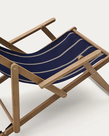 Blau-beige gestreifter klappbarer Outdoor-Liegestuhl Vilara aus massivem Akazienholz, FSC 100% von Kave Home – Produktbild 5