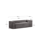 Blok 3-Sitzer-Sofa breiter Cord grau 240 cm von Kave Home – Produktbild 3