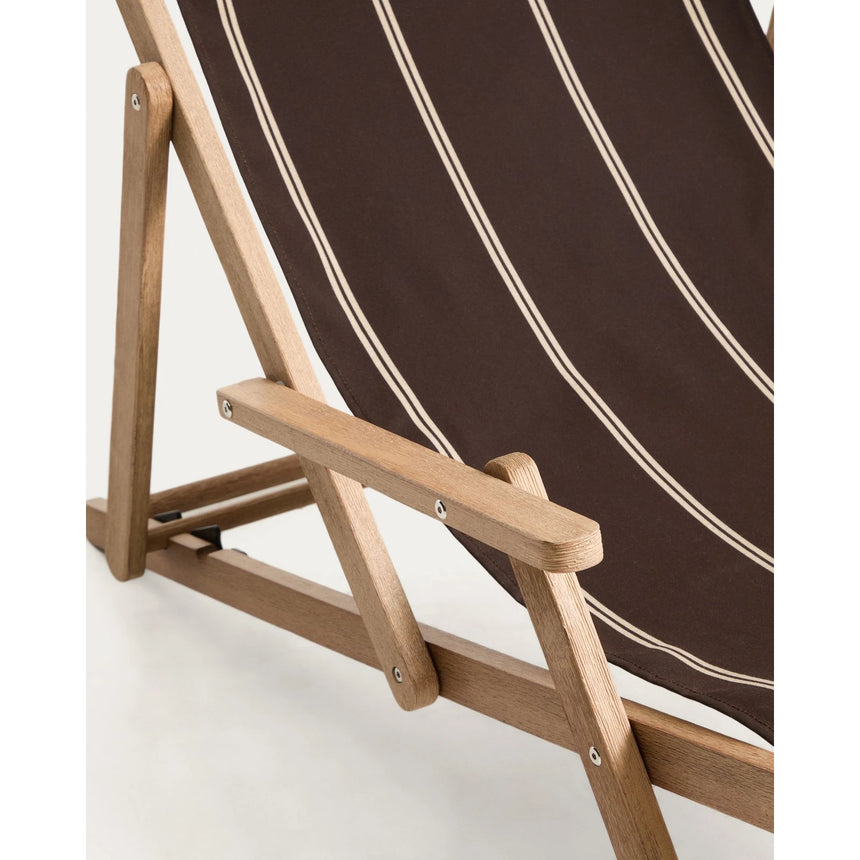 Braun-beige gestreifter klappbarer Outdoor-Liegestuhl Vilara aus massivem Akazienholz, FSC 100% von Kave Home – Bild 7