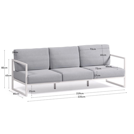 Comova 3-Sitzer-Sofa 100% outdoor blau und Aluminium weiß 222 cm von Kave Home – Bild 4