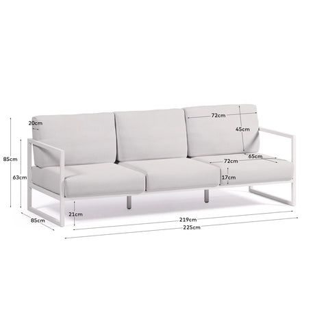 Comova 3-Sitzer-Sofa 100% weiß und Aluminium weiß 222 cm von Kave Home – Bild 4