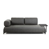 Compo 3-Sitzer Sofa dunkelgrau mit großem Tablett 252 cm - ZEN ZONE Furniture